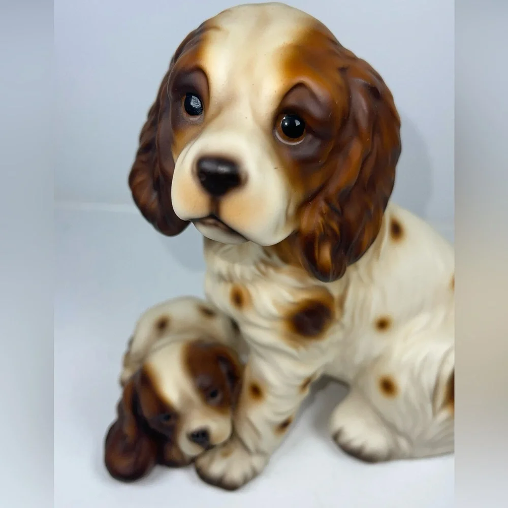 Harvey Knox Vintage rare all ceramic springer spaniel‎ dogs figurine-mid century